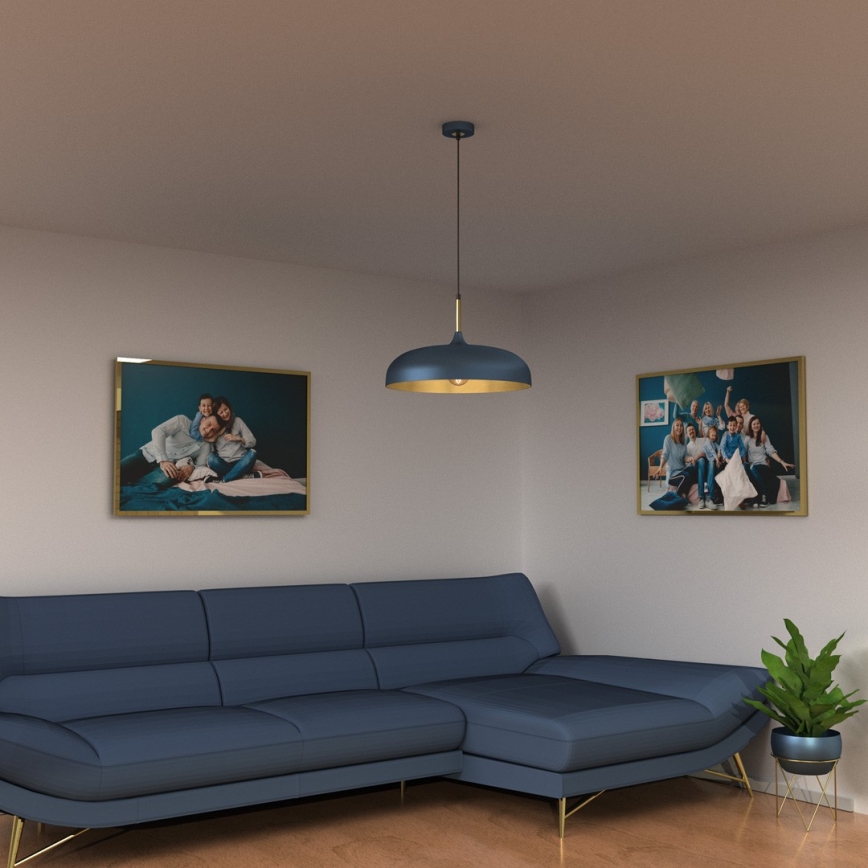 Candelabro suspenso LINCOLN 1xE27/60W/230V d. 45 cm azul