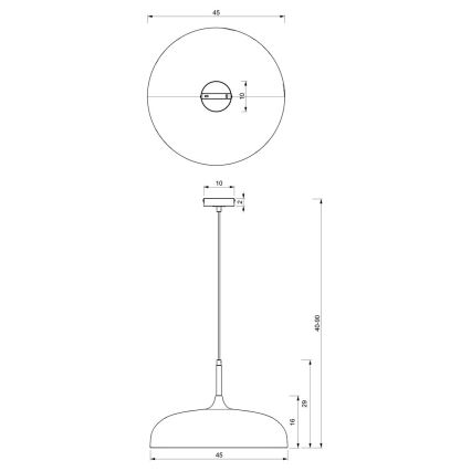Candelabro suspenso LINCOLN 1xE27/60W/230V d. 45 cm azul