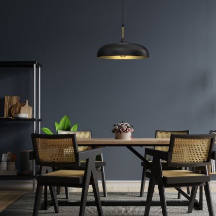 Candelabro suspenso LINCOLN 1xE27/60W/230V d. 45 cm preto
