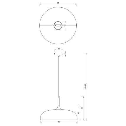 Candelabro suspenso LINCOLN 1xE27/60W/230V d. 45 cm preto