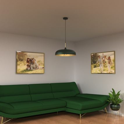 Candelabro suspenso LINCOLN 1xE27/60W/230V d. 45 cm verde