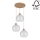 Candelabro suspenso LINEA 3xE27/60W/230V carvalho - certificado por FSC