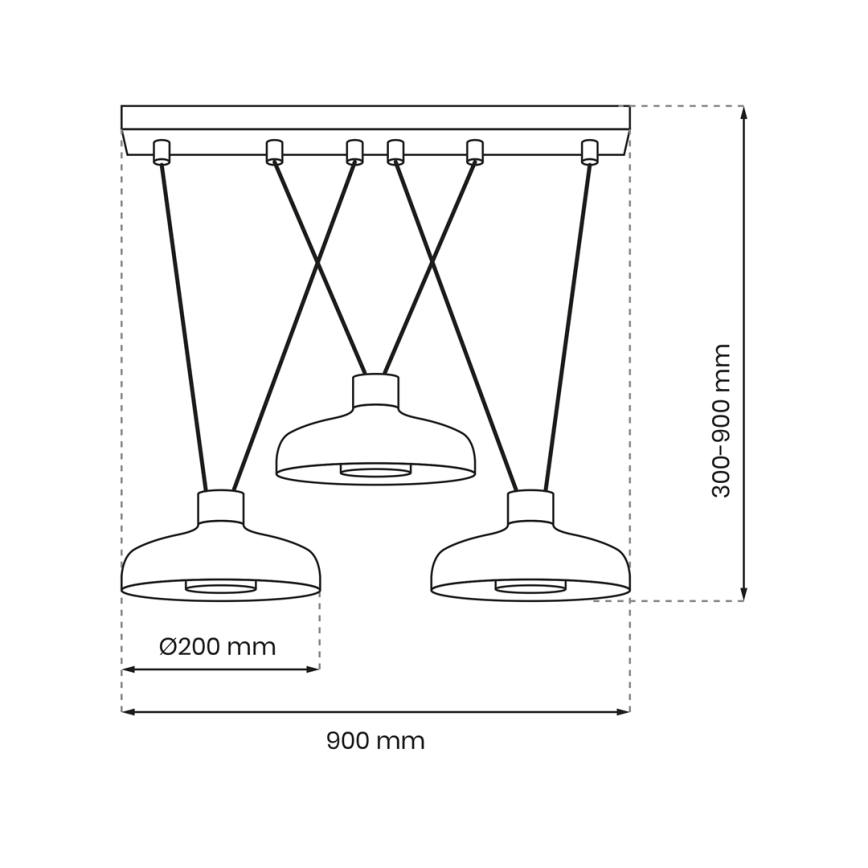 Candelabro suspenso LINEA 3xGX53/12W/230V preto