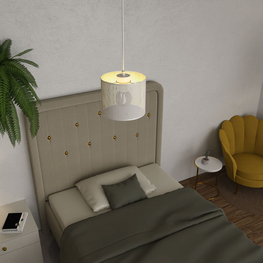 Candelabro suspenso LOFT SHADE 1xE27/60W/230V diâmetro 18 cm branco/dourado