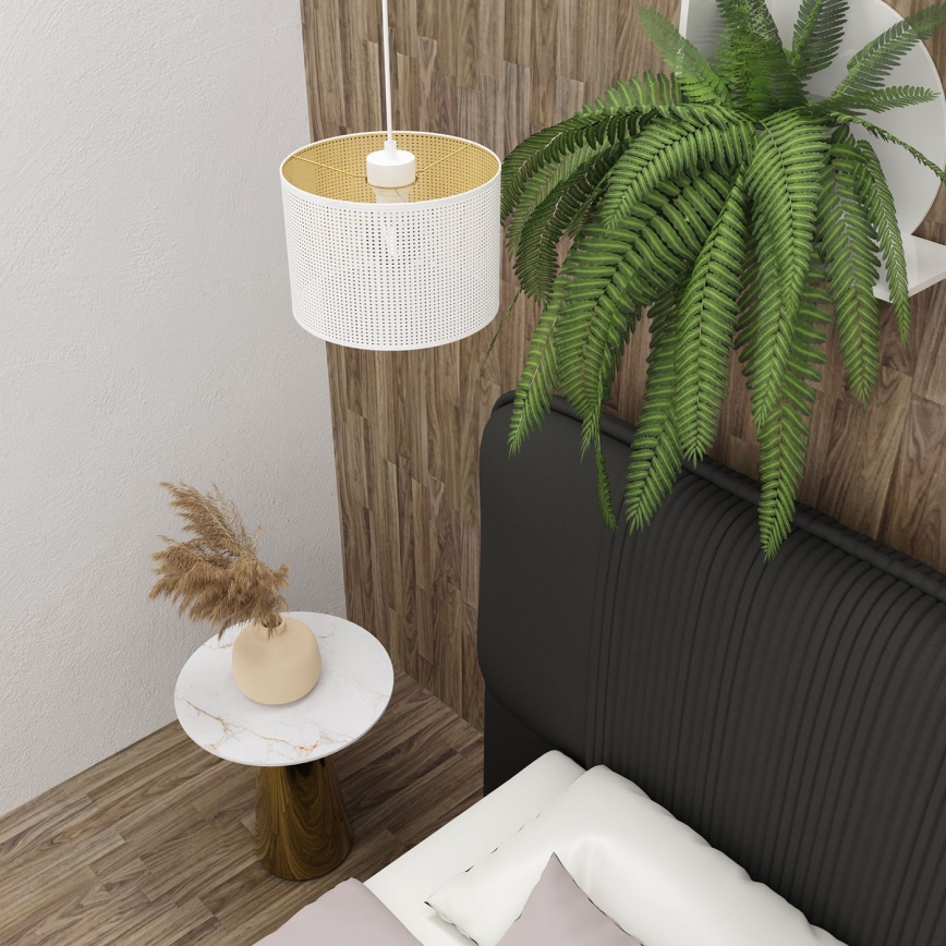 Candelabro suspenso LOFT SHADE 1xE27/60W/230V diâmetro 25 cm branco/dourado