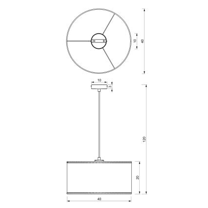 Candelabro suspenso LOFT SHADE 1xE27/60W/230V diâmetro 40 cm branco/dourado