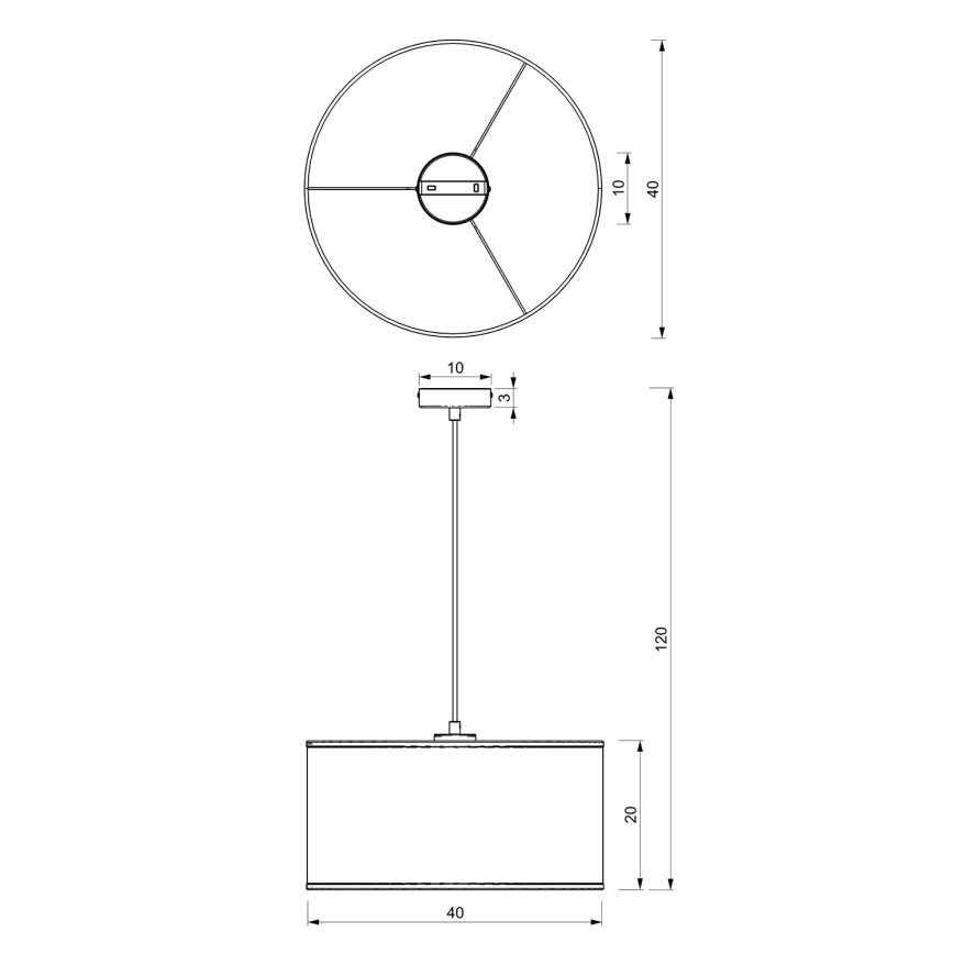 Candelabro suspenso LOFT SHADE 1xE27/60W/230V diâmetro 40 cm branco/dourado