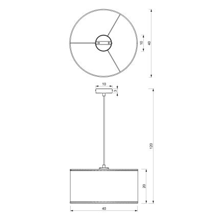 Candelabro suspenso LOFT SHADE 1xE27/60W/230V diâmetro 40 cm preto