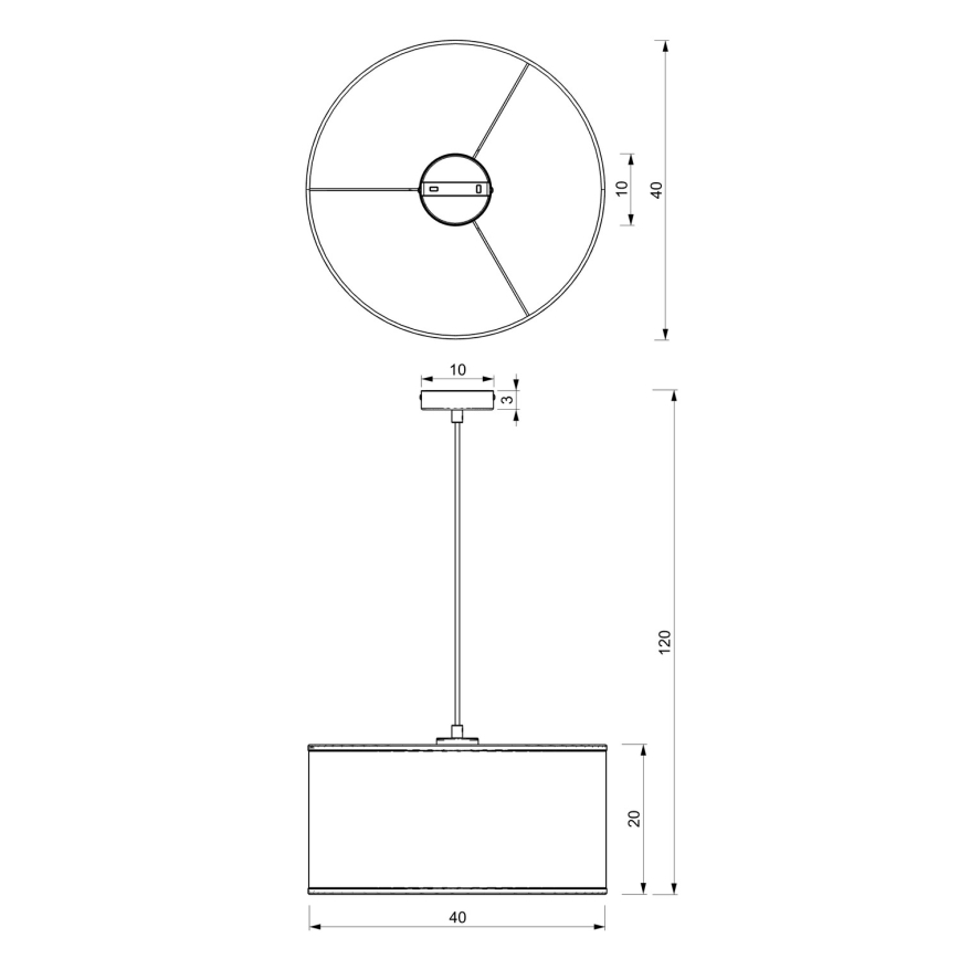 Candelabro suspenso LOFT SHADE 1xE27/60W/230V diâmetro 40 cm preto