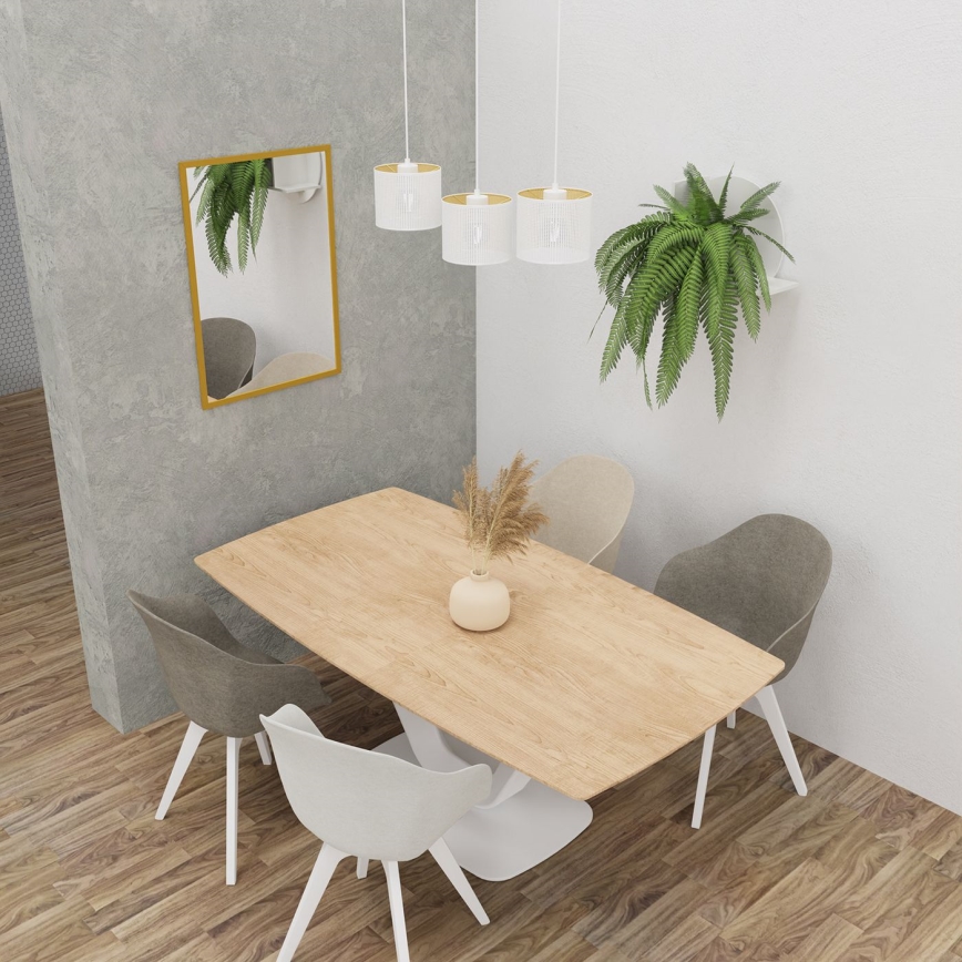 Candelabro suspenso LOFT SHADE 3xE27/60W/230V branco/dourado
