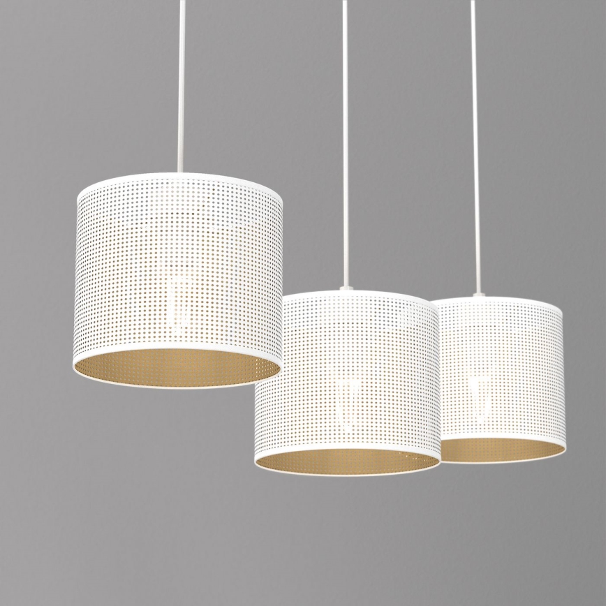 Candelabro suspenso LOFT SHADE 3xE27/60W/230V branco/dourado
