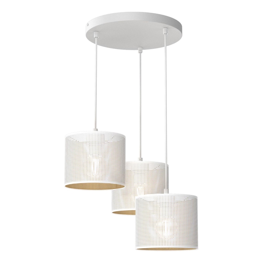 Candelabro suspenso LOFT SHADE 3xE27/60W/230V branco/dourado