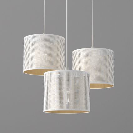 Candelabro suspenso LOFT SHADE 3xE27/60W/230V branco/dourado