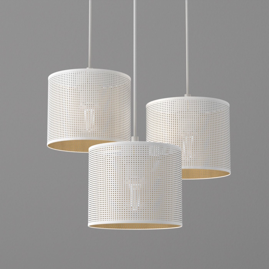 Candelabro suspenso LOFT SHADE 3xE27/60W/230V branco/dourado