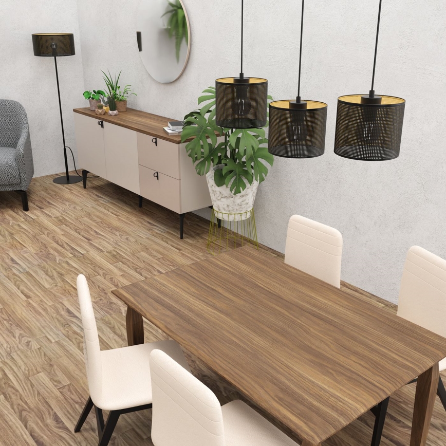 Candelabro suspenso LOFT SHADE 3xE27/60W/230V preto/dourado