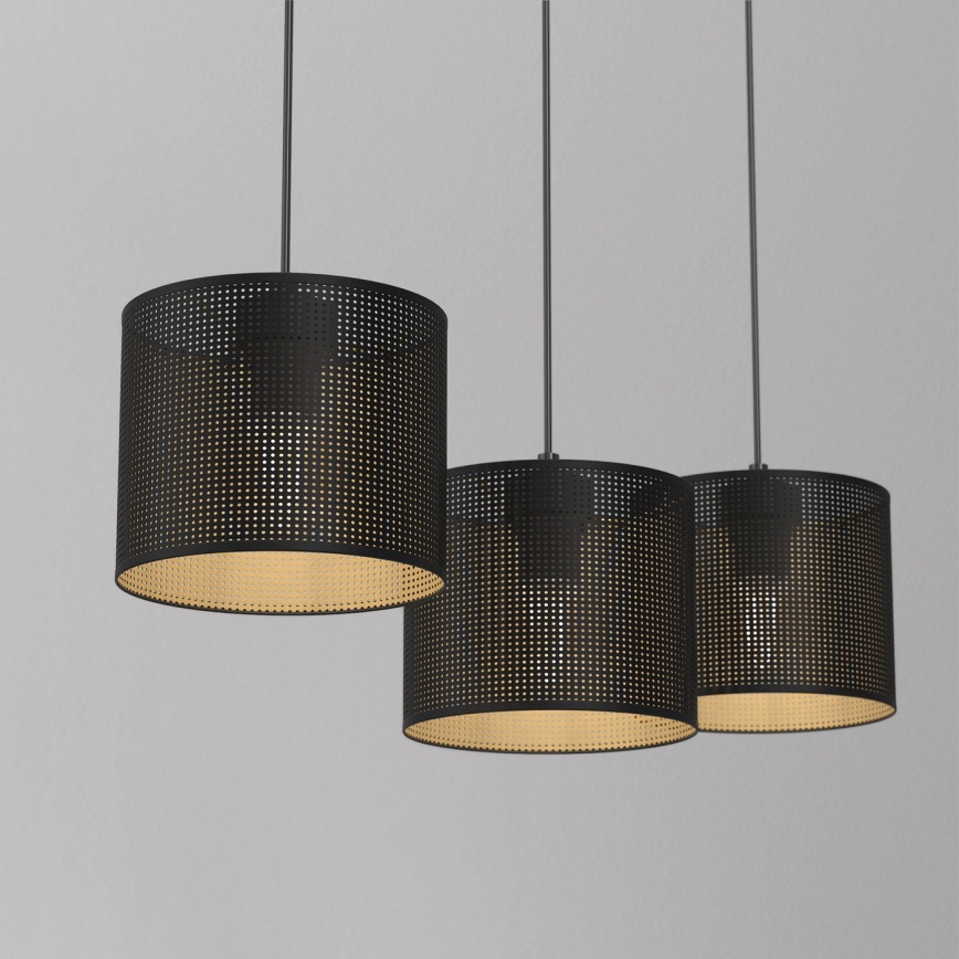 Candelabro suspenso LOFT SHADE 3xE27/60W/230V preto/dourado