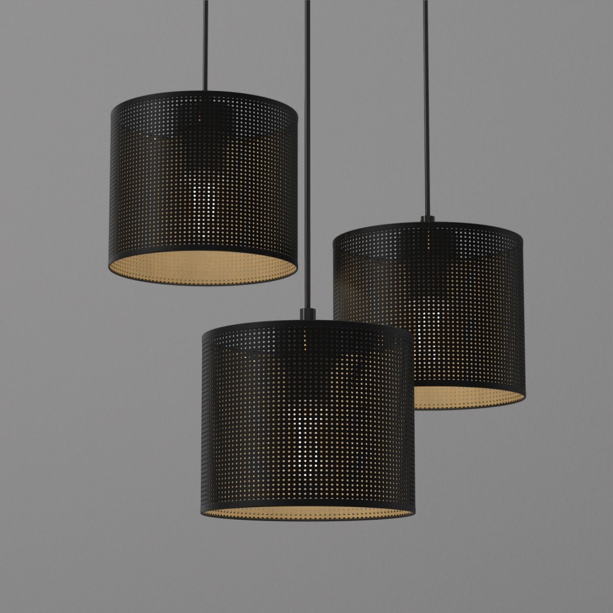 Candelabro suspenso LOFT SHADE 3xE27/60W/230V preto/dourado