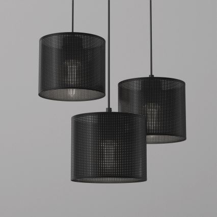 Candelabro suspenso LOFT SHADE 3xE27/60W/230V preto