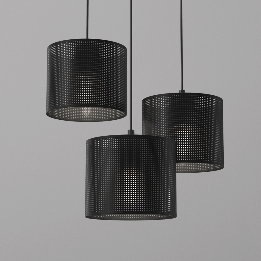 Candelabro suspenso LOFT SHADE 3xE27/60W/230V preto