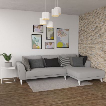 Candelabro suspenso LOFT SHADE 5xE27/60W/230V branco/dourado