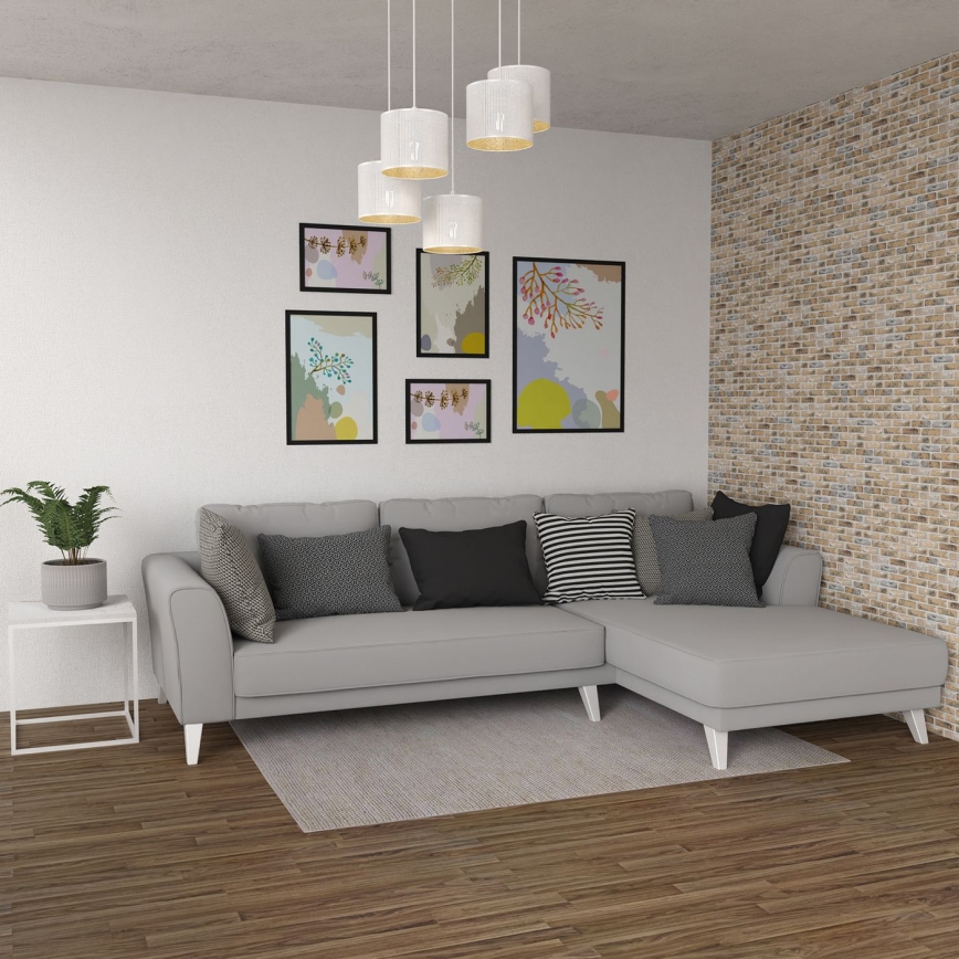 Candelabro suspenso LOFT SHADE 5xE27/60W/230V branco/dourado