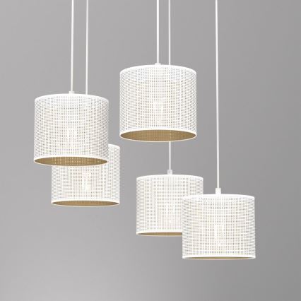 Candelabro suspenso LOFT SHADE 5xE27/60W/230V branco/dourado