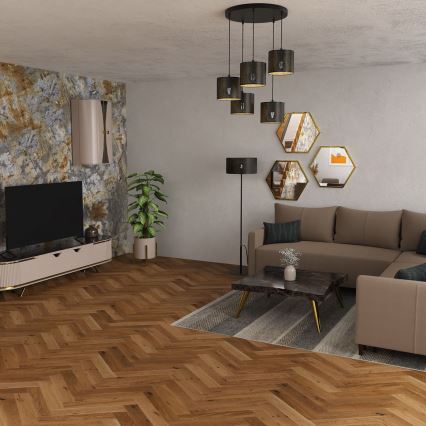 Candelabro suspenso LOFT SHADE 5xE27/60W/230V preto/dourado