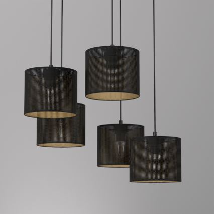 Candelabro suspenso LOFT SHADE 5xE27/60W/230V preto/dourado