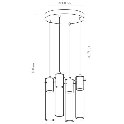 Candelabro suspenso LOOK GRAPHITE 4xGU10/50W/230V