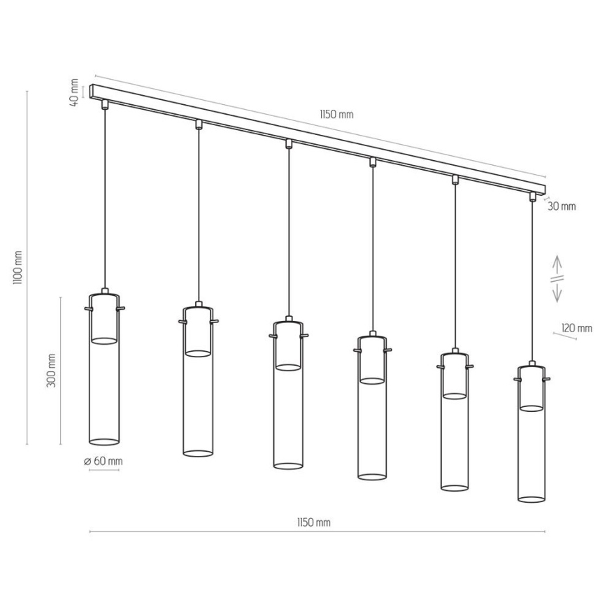 Candelabro suspenso LOOK GRAPHITE 6xGU10/10W/230V
