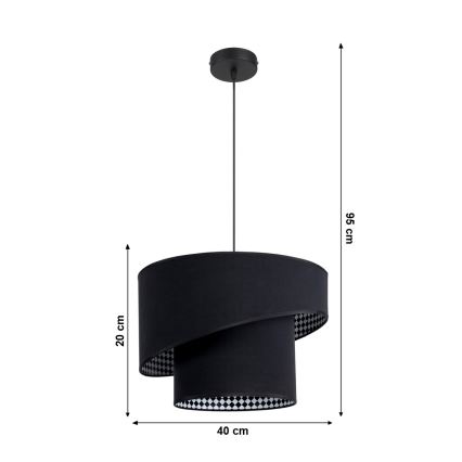 Candelabro suspenso LORI 1×E27/60W/230V Preto