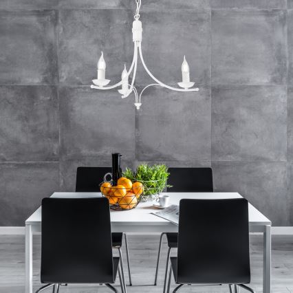 Candelabro suspenso LUCY 3xE14/60W/230V branco