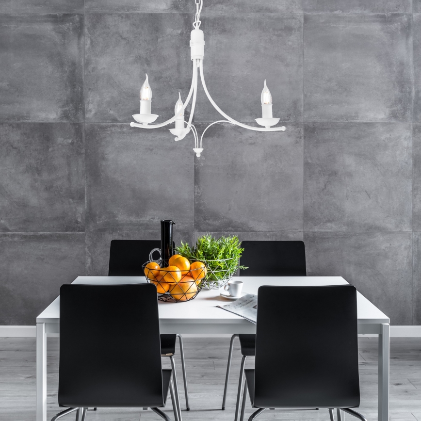 Candelabro suspenso LUCY 3xE14/60W/230V branco