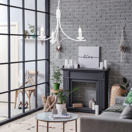 Candelabro suspenso LUCY 3xE14/60W/230V branco