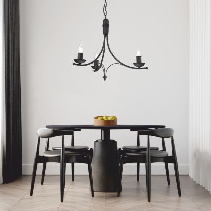 Candelabro suspenso LUCY 3xE14/60W/230V preto