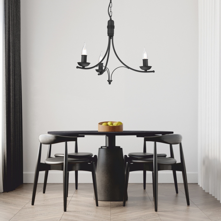 Candelabro suspenso LUCY 3xE14/60W/230V preto