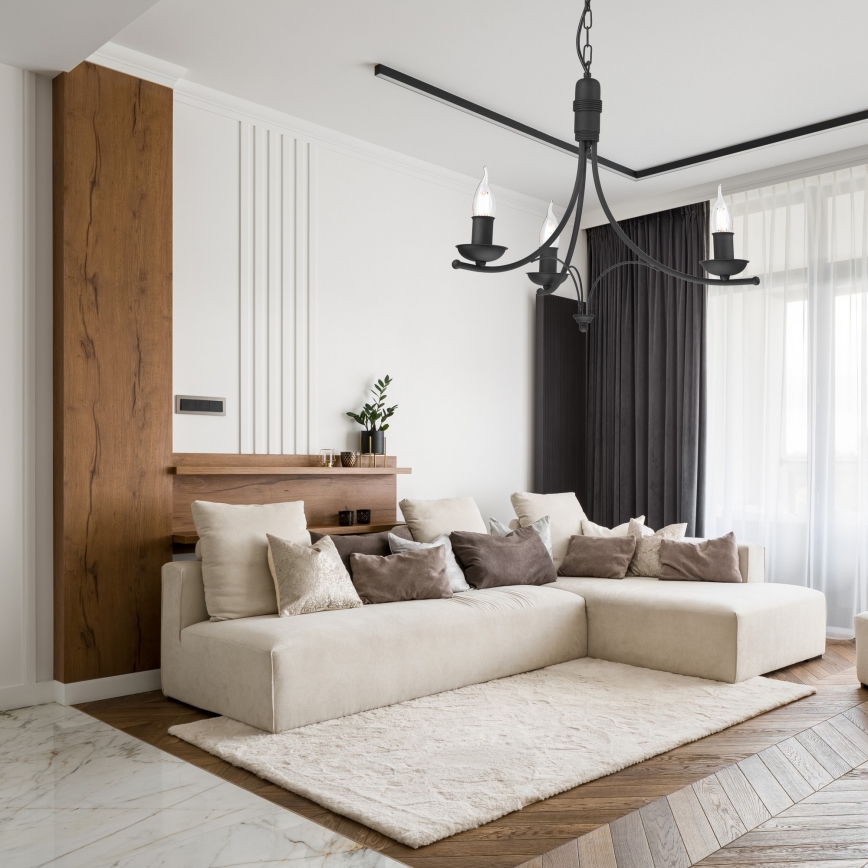 Candelabro suspenso LUCY 3xE14/60W/230V preto