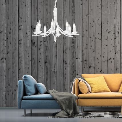 Candelabro suspenso LUCY 8xE14/60W/230V branco