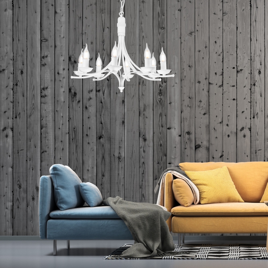 Candelabro suspenso LUCY 8xE14/60W/230V branco