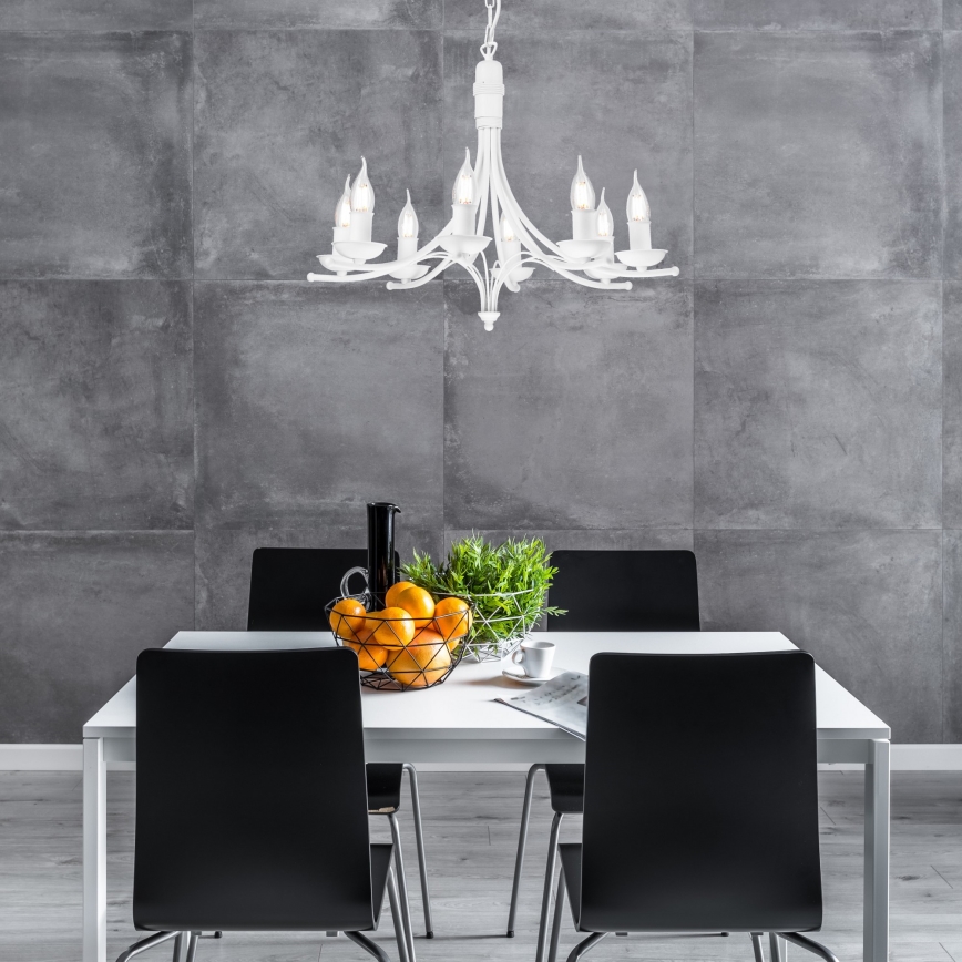 Candelabro suspenso LUCY 8xE14/60W/230V branco
