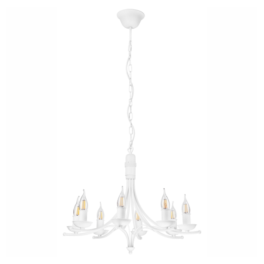 Candelabro suspenso LUCY 8xE14/60W/230V branco