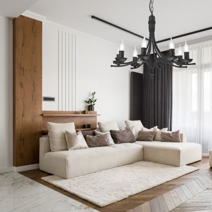 Candelabro suspenso LUCY 8xE14/60W/230V preto