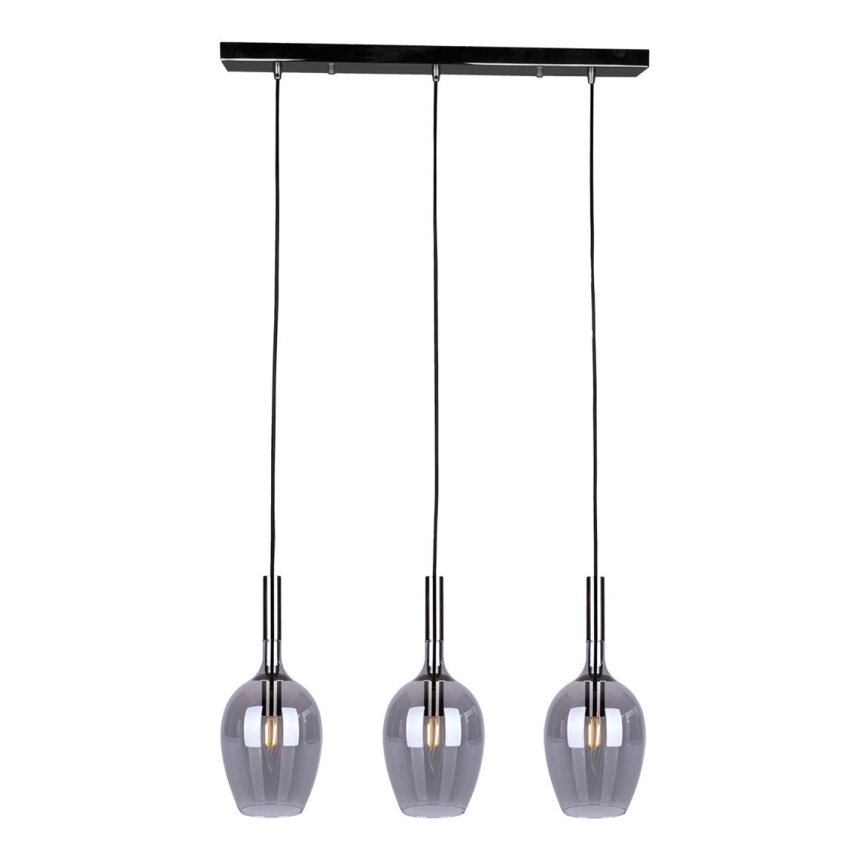Candelabro suspenso LUGANO 3xE14/40W/230V cinzento