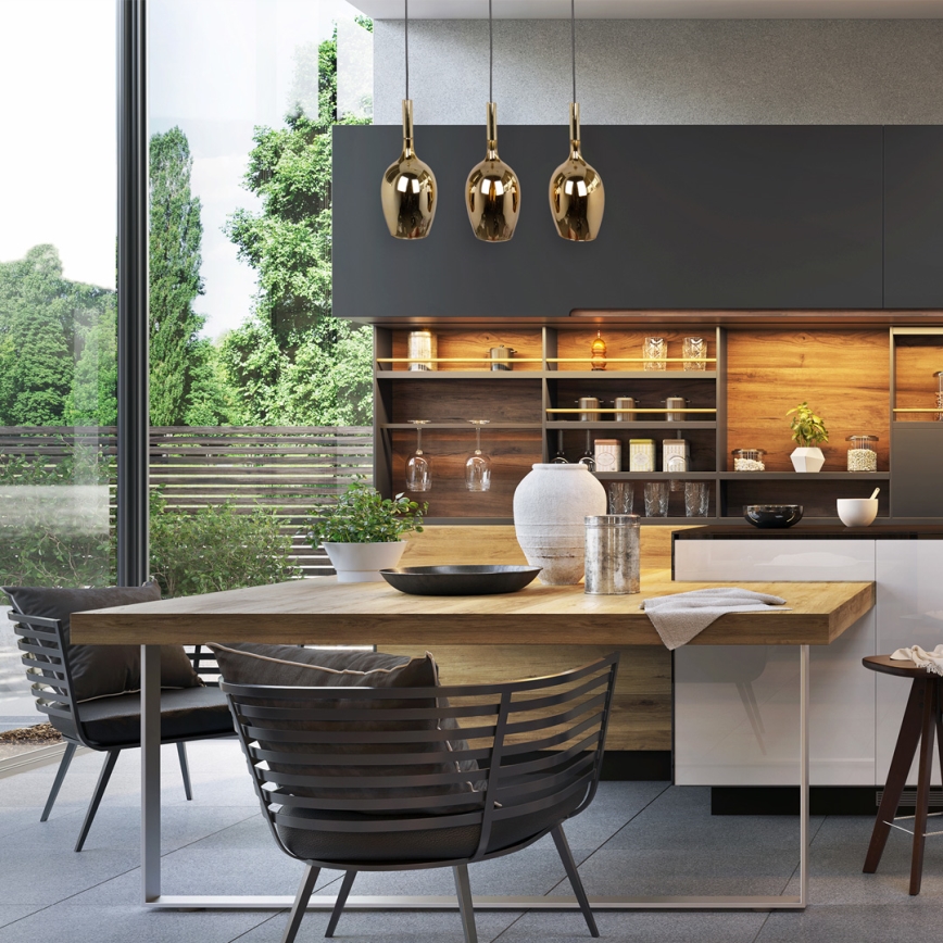 Candelabro suspenso LUGANO 3xE14/40W/230V dourado