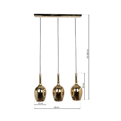 Candelabro suspenso LUGANO 3xE14/40W/230V dourado