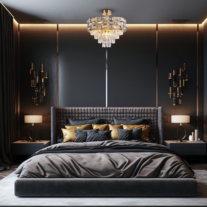 Candelabro suspenso LUXURIA 9xE14/40W/230V dourada