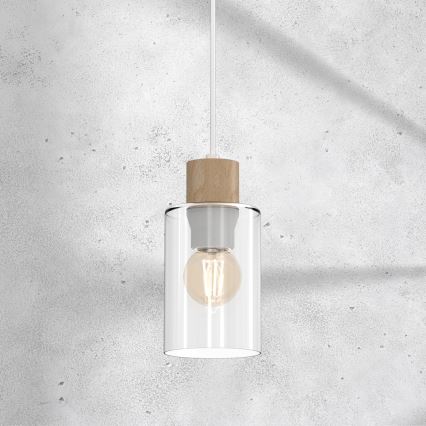 Candelabro suspenso MADERA 1xE27/60W/230V branco/madeira