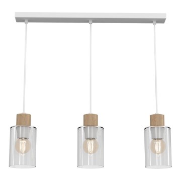 Candelabro suspenso MADERA 3xE27/60W/230V branco/madeira