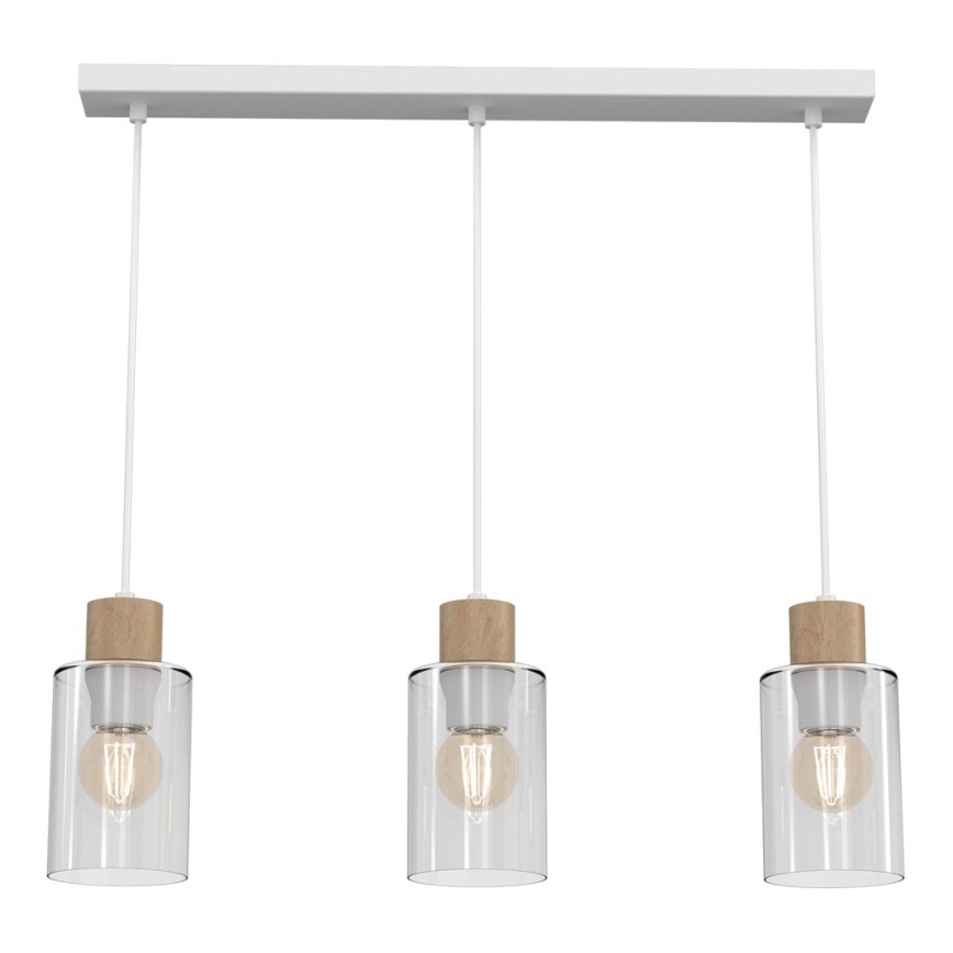Candelabro suspenso MADERA 3xE27/60W/230V branco/madeira