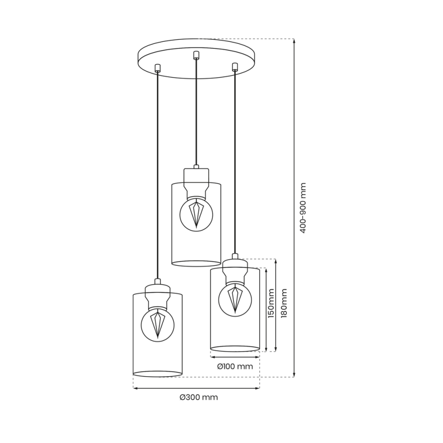 Candelabro suspenso MADERA 3xE27/60W/230V branco/madeira